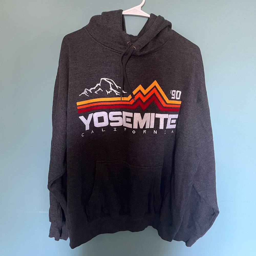 Yosemite Charcoal Grey embroidered Graphic Hoodie